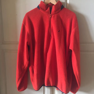 Mens XL Red fleece pullover sweater. Like new